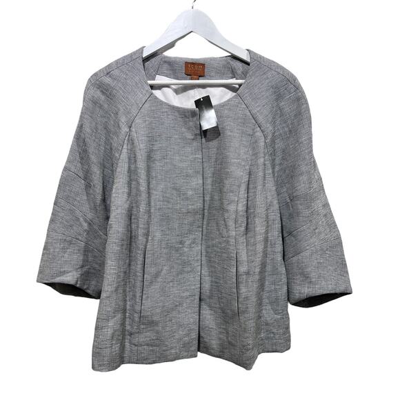 Lane Bryant Womens Plus Size 20 Gray Linen Blend Snap Front Jacket NEW - Picture 1 of 15